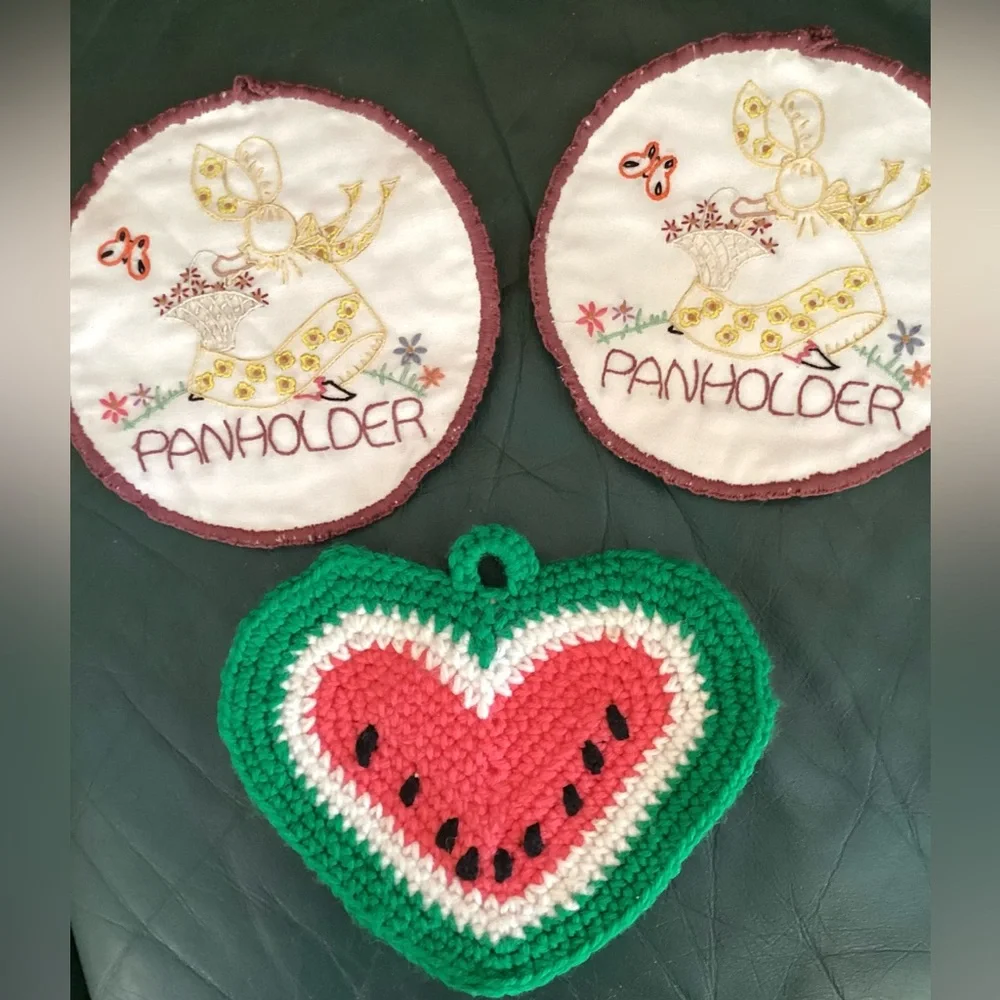 Whimsical WATERMELON 🍉 Crocheted Pot Holder VNPLVC